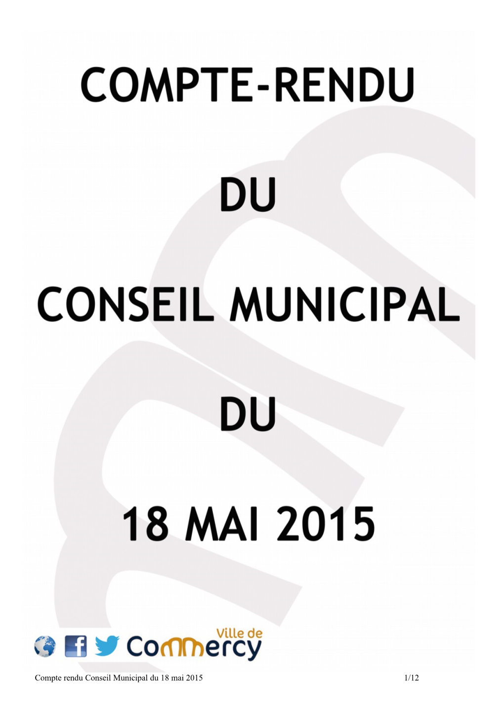 Ville De Commercy Compte Rendu Du Conseil Municipal Du Lundi 18 Mai 2015