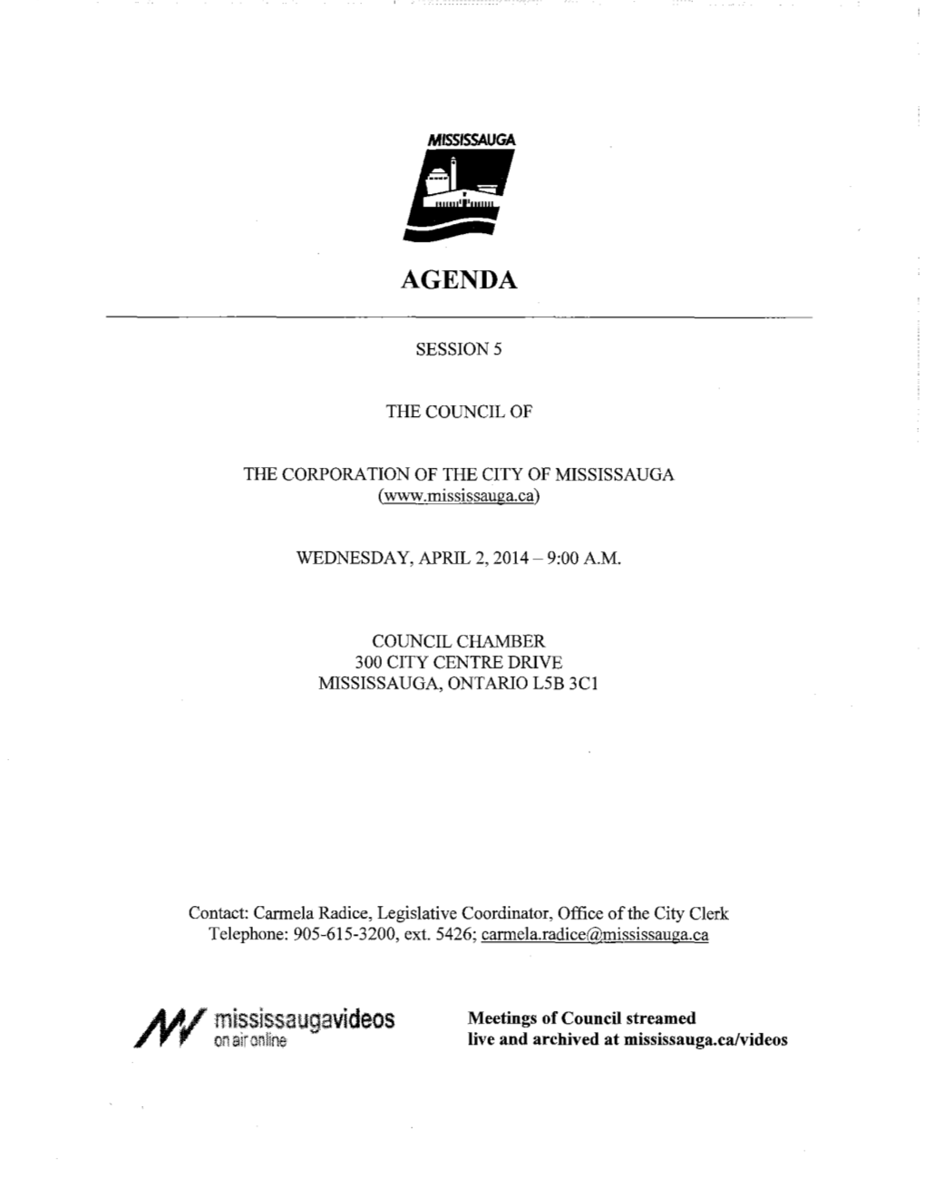 Council Agenda – April 2, 2014