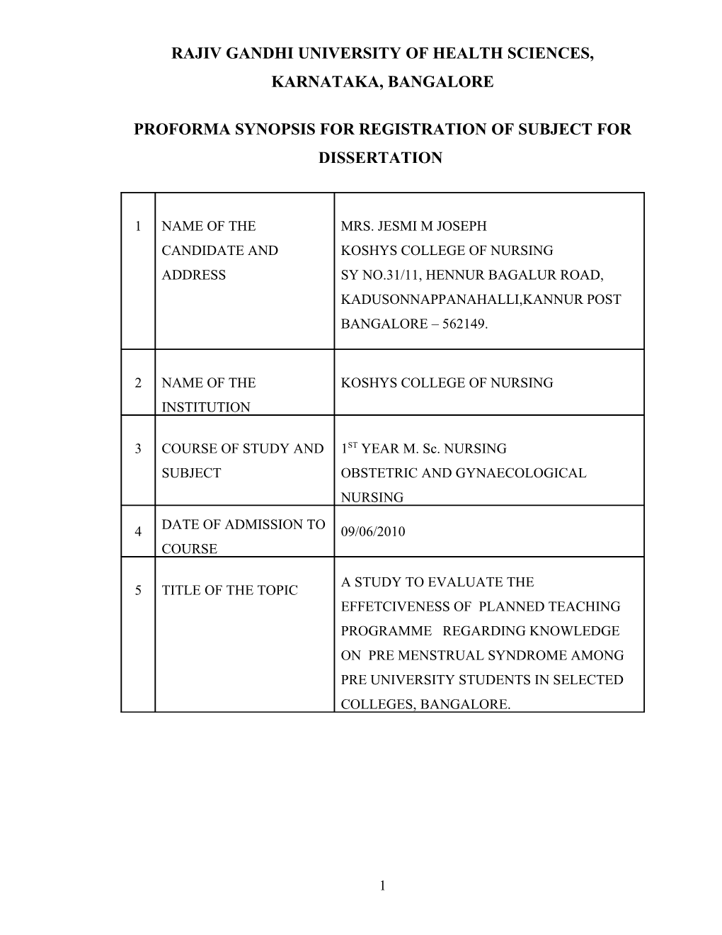 Rajiv Gandhi University of Health Sciences, Karnataka, Bangalore s11