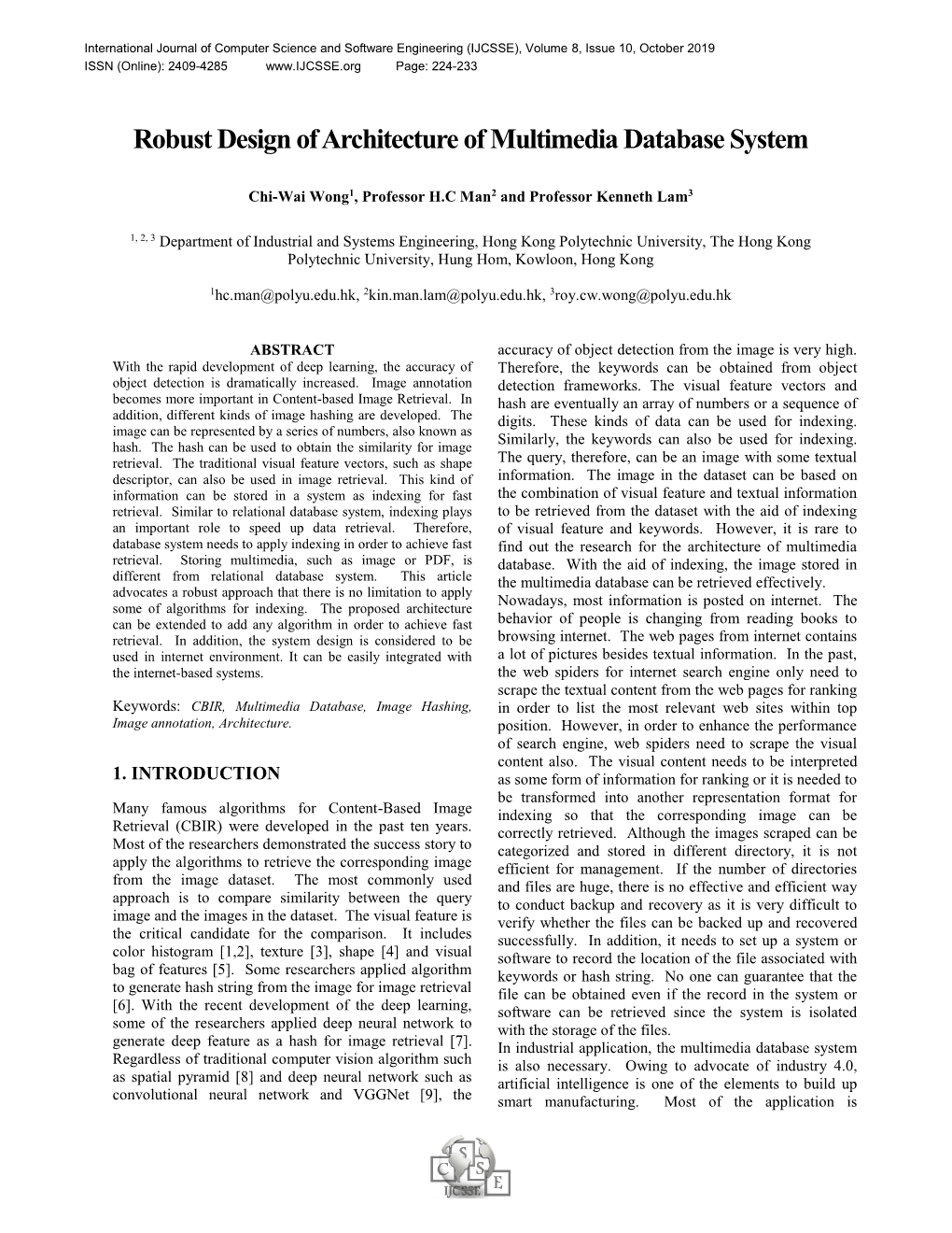 Robust Design of Architecture of Multimedia Database System