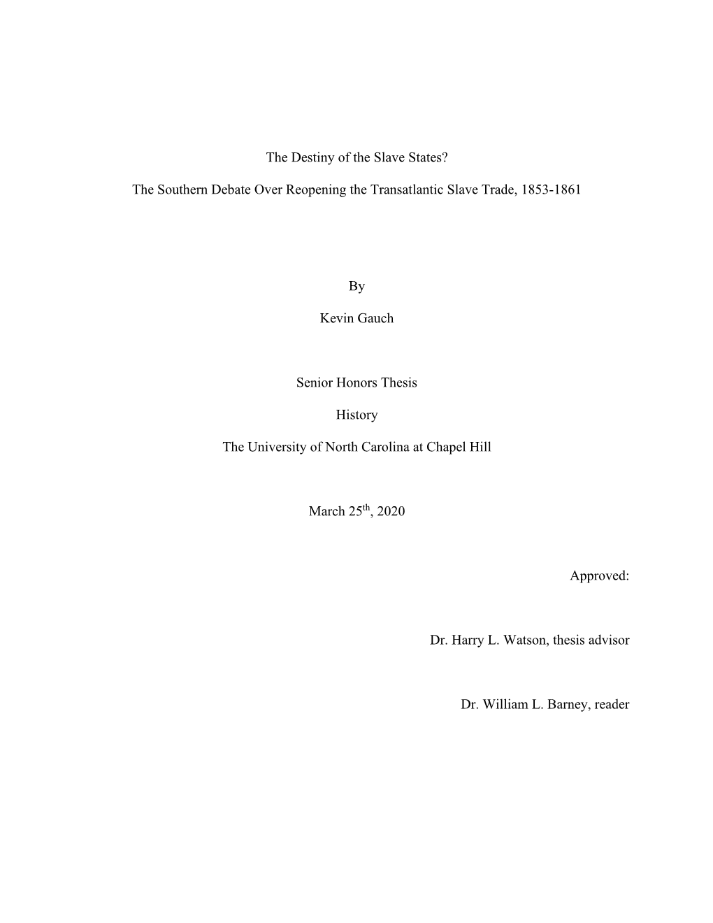 The Southern Debate Over Reopening the Transatlantic Slave Trade, 1853-1861