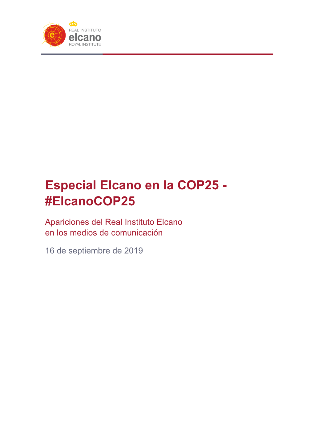 Dossier De Prensa Elcano En La COP25