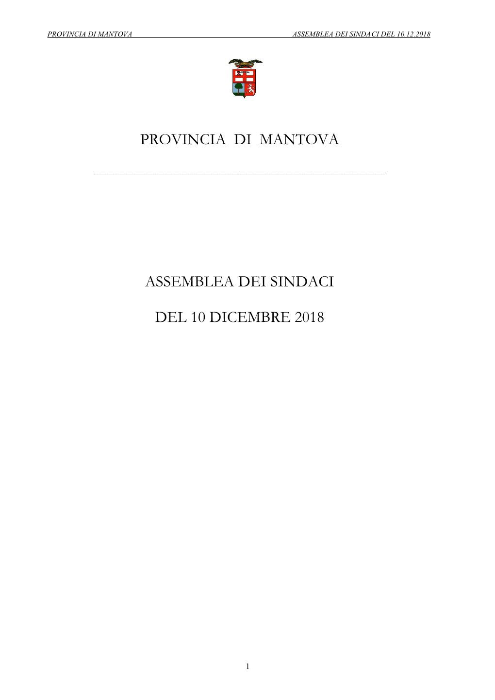 Provincia Di Mantova Assemblea Dei Sindaci Del 10.12.2018