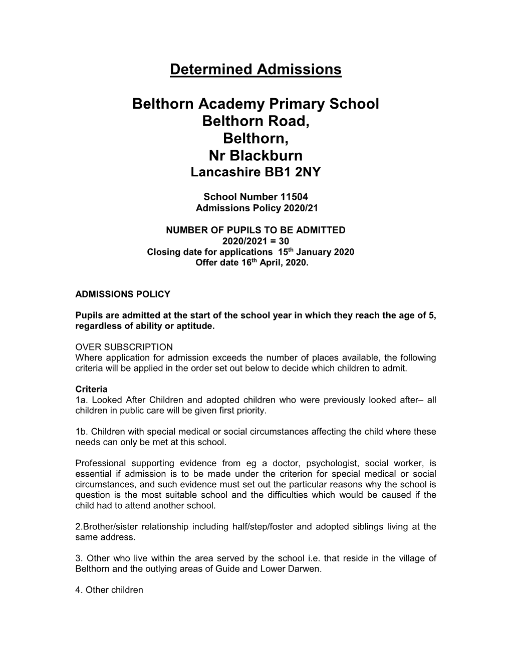 Belthorn Academy Primary School 14 January 2019.Pdf