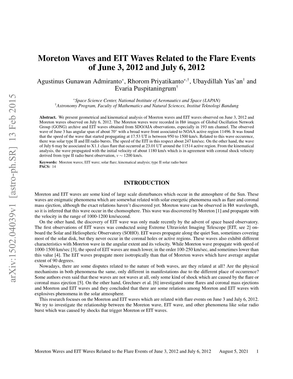 Moreton Waves and EIT Waves Related to the Flare Events of June 3, 2012 and July 6, 2012