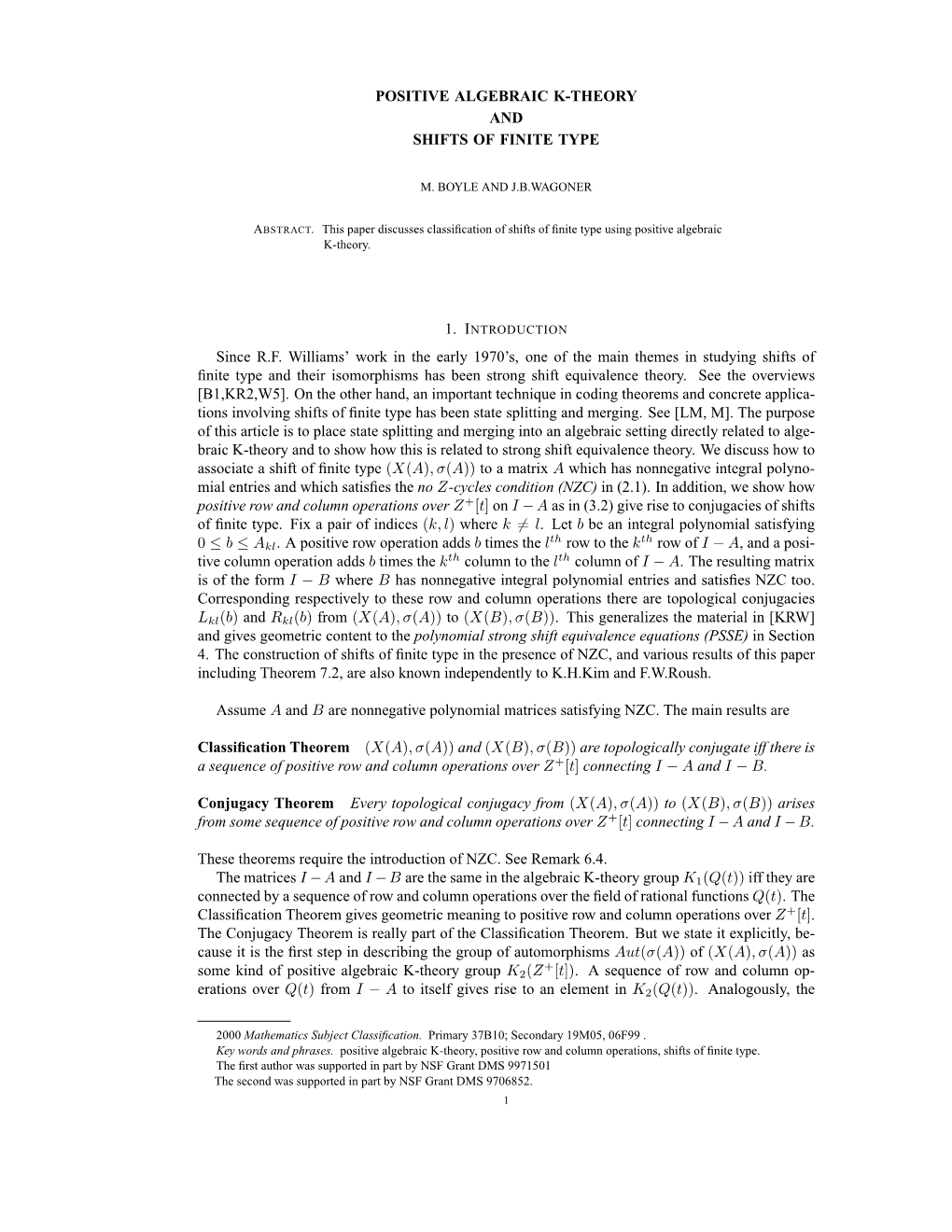 Positive Algebraic K-Theory and Shifts of Finite Type