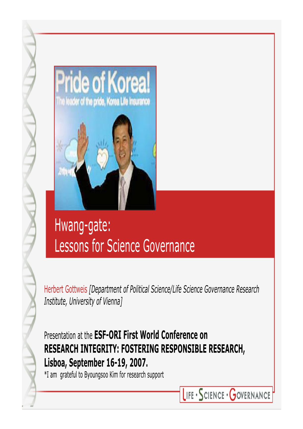 Hwang-Gate: Lessons for Science Governance