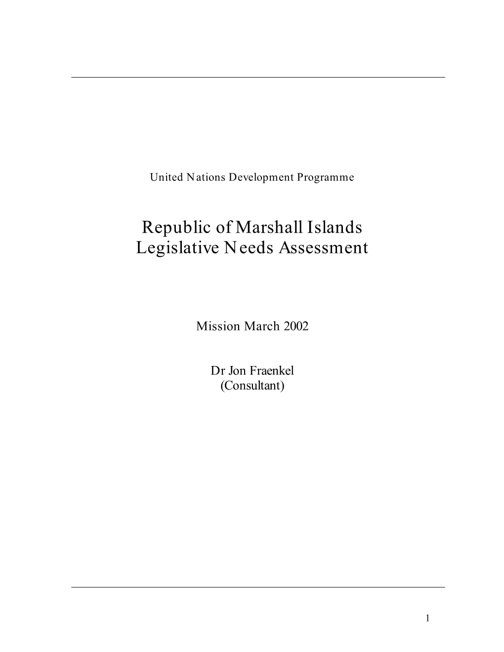 Marshall Islands Legislative Needs Assessment