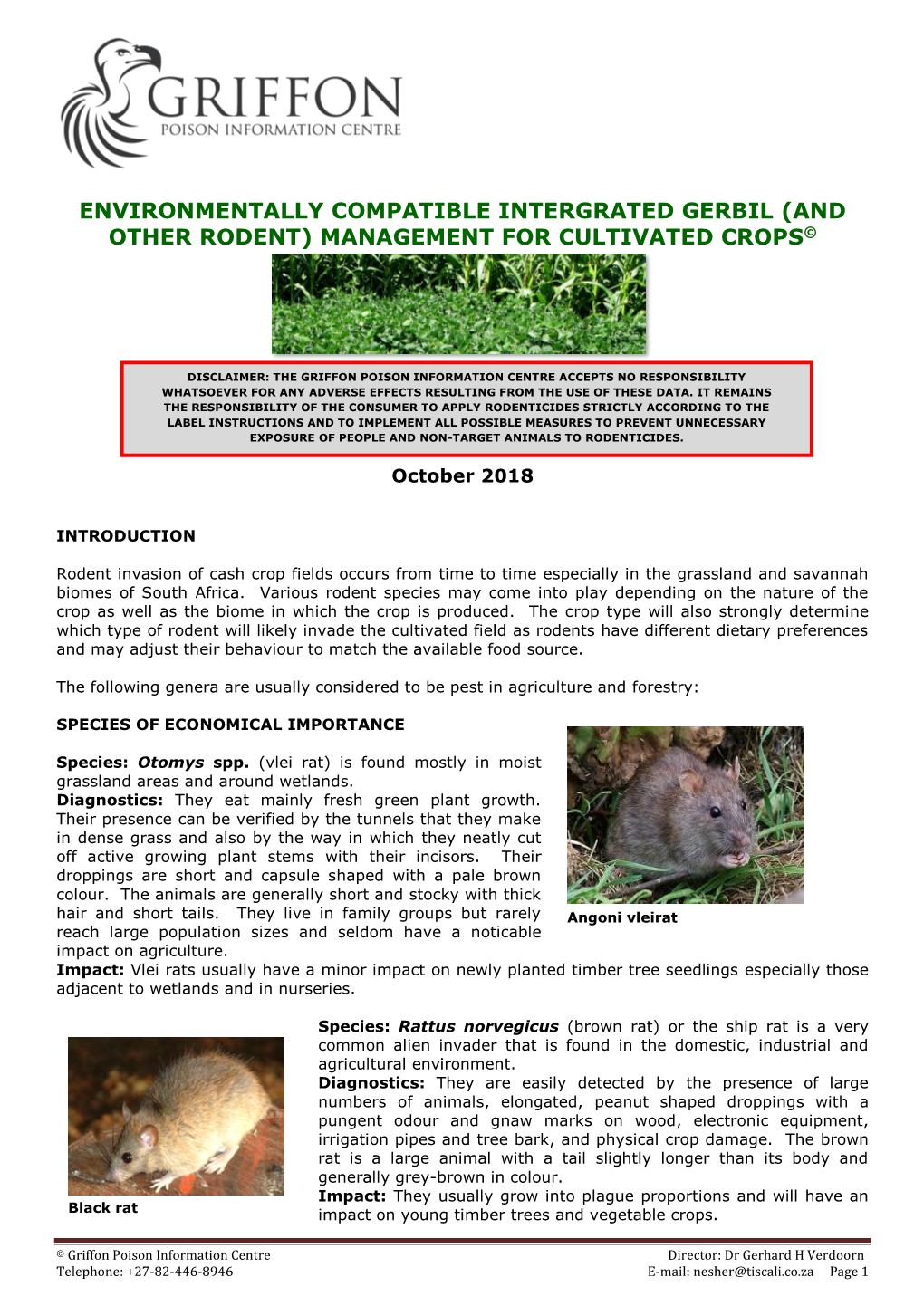 Environmentally Compatible Intergrated Gerbil (And Other Rodent) Management for Cultivated Crops©