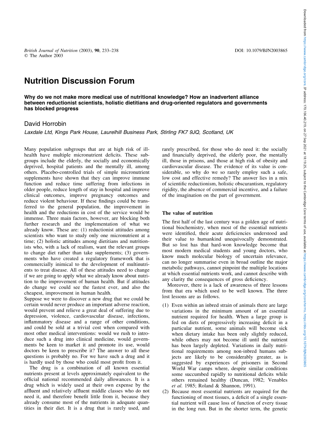 Nutrition Discussion Forum