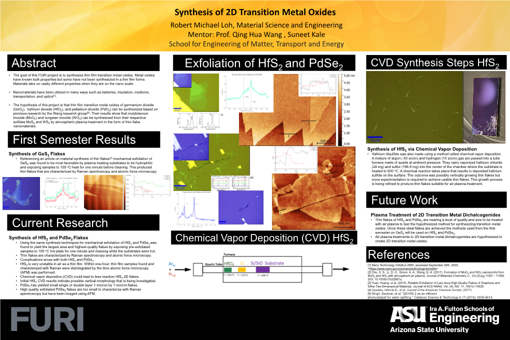 Synthesis of 2D Transition Metal Oxides Robert Michael Loh, Material Science and Engineering Mentor: Prof