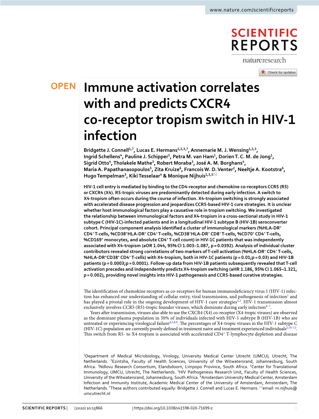 Immune Activation Correlates with and Predicts CXCR4 Co-Receptor