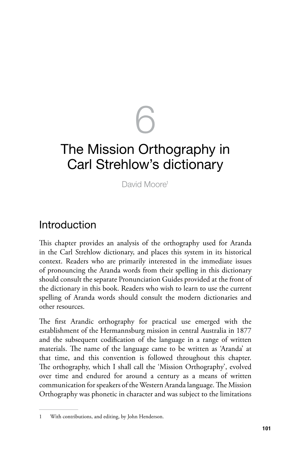 6. the Mission Orthography in Carl Strehlow's Dictionary