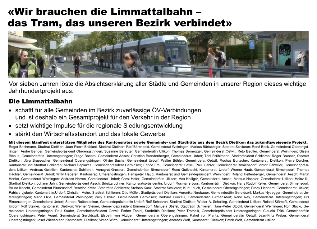 Das Tram, Das Unseren Bezirk Verbindet»