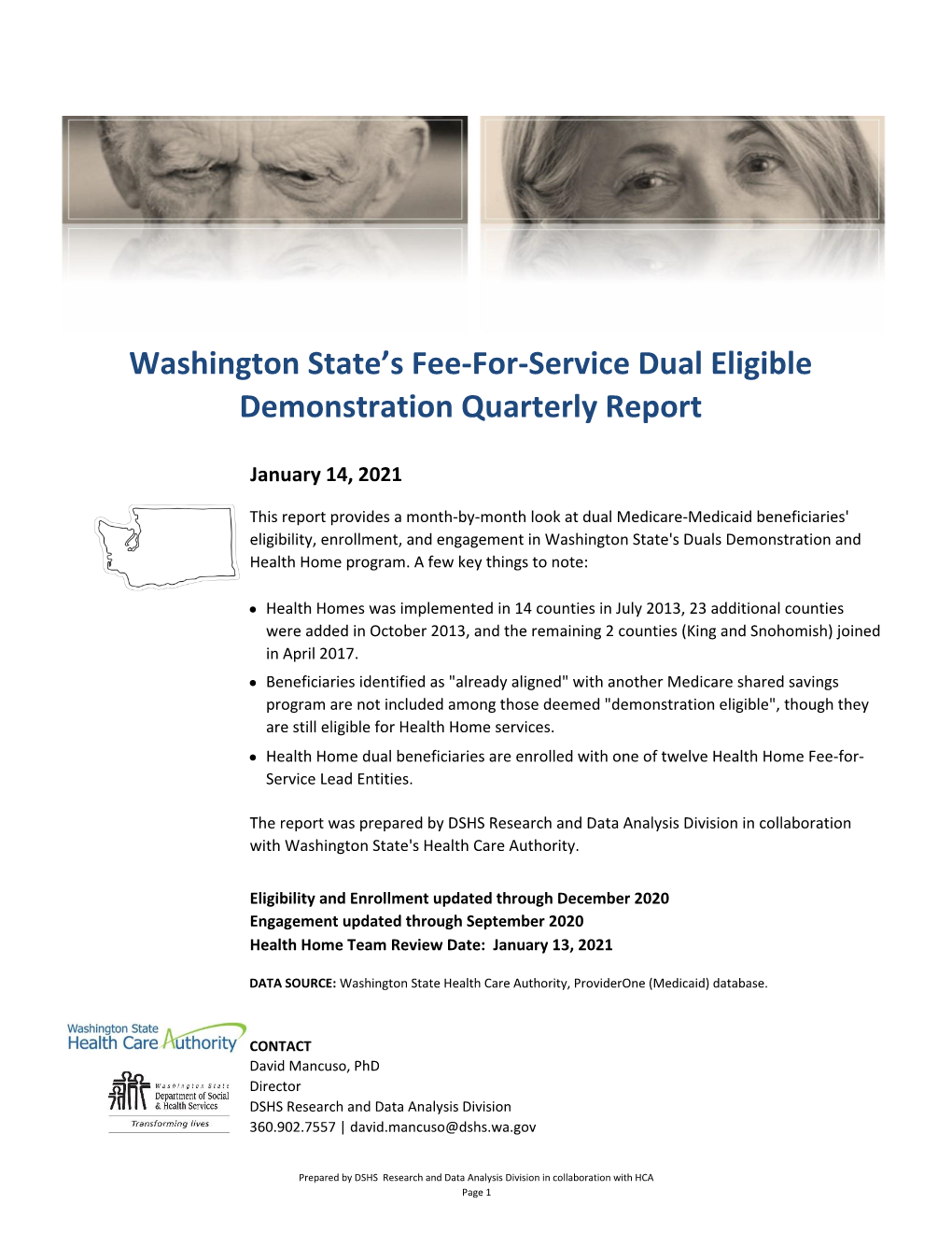 Washington State's Fee-For-Service Dual Eligible Demonstration