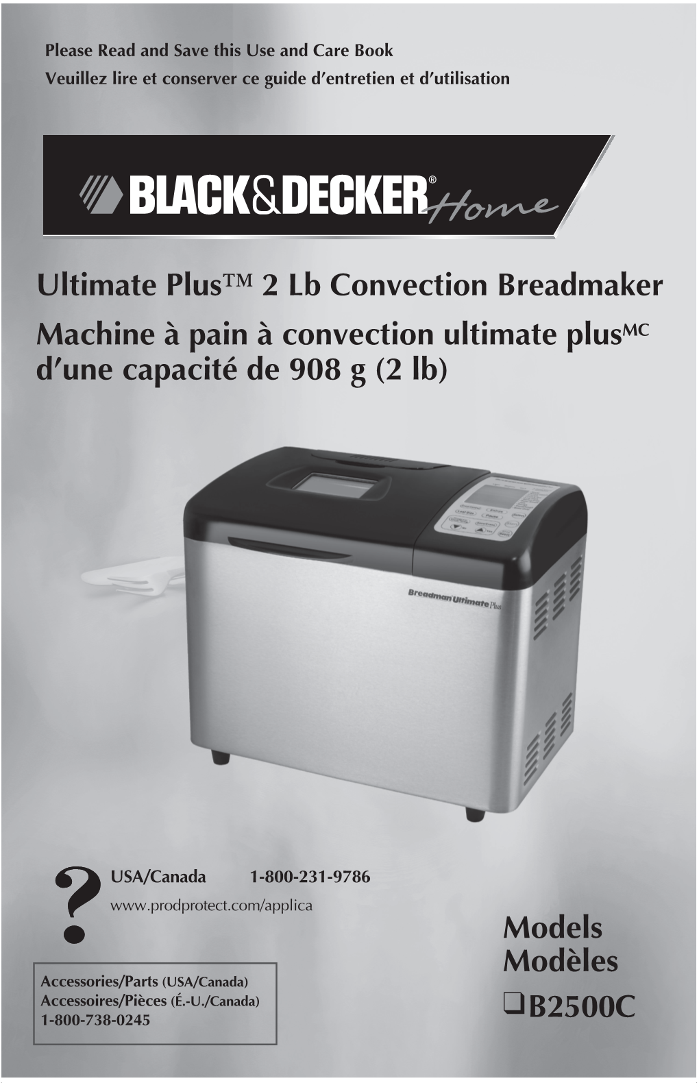 Models Modèles B2500C Ultimate Plus™ 2 Lb Convection Breadmaker Machine À Pain À Convection Ultimate Plusmc D'une Capa