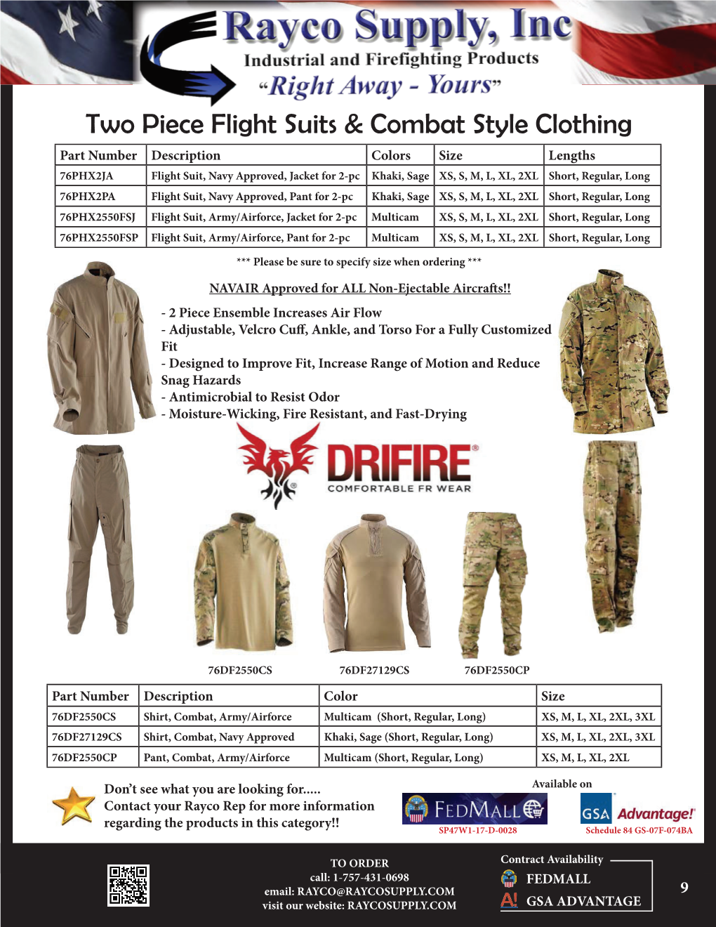 Two Piece Flight Suits & Combat Style Clothing