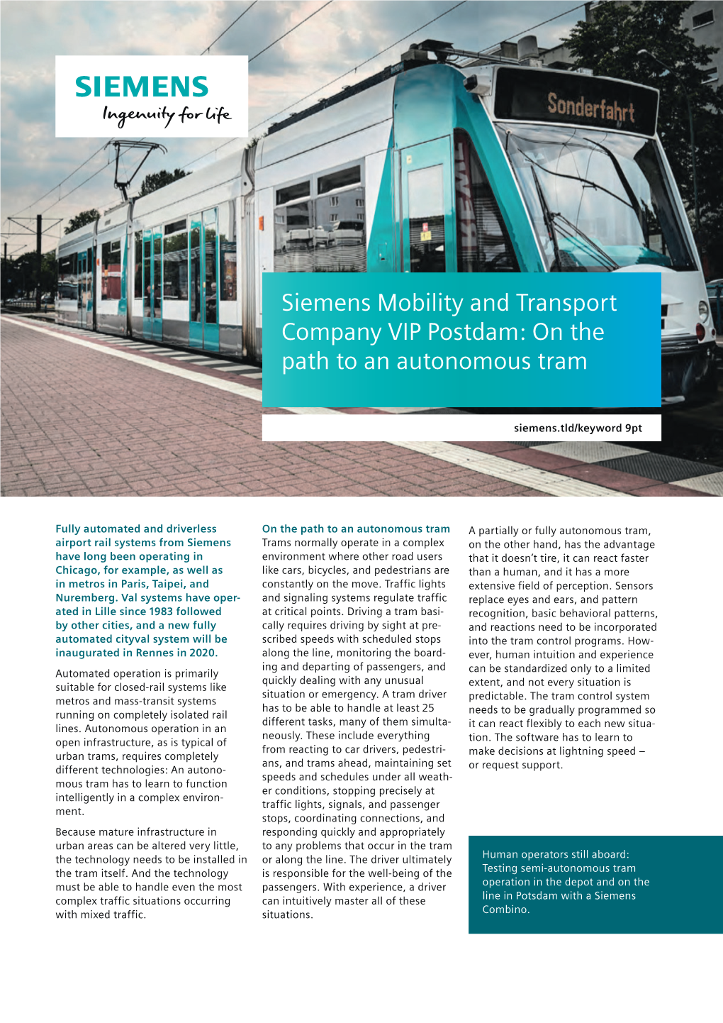 Article "On the Path to an Autonomous Tram"
