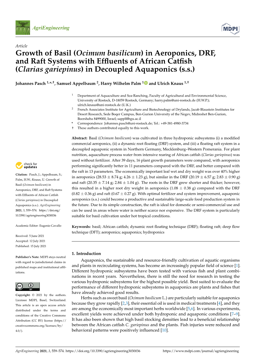 In Aeroponics, DRF, and Raft Systems with Effluents of African Catfish