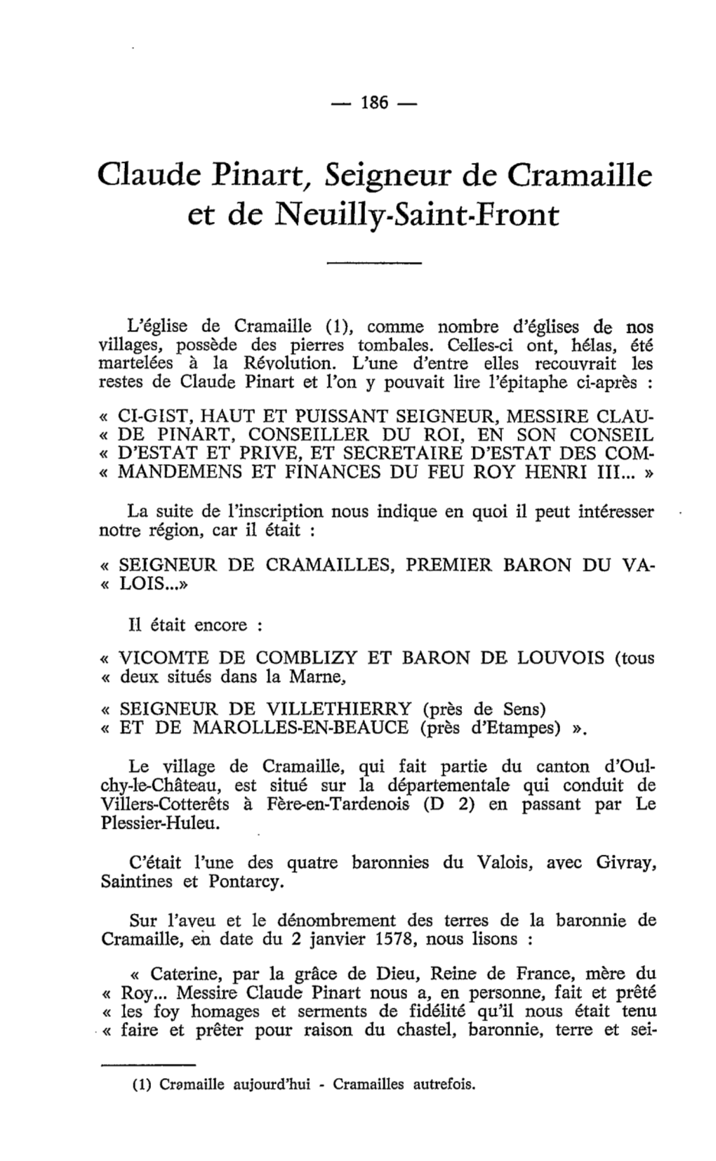 Claude Pinart, Seigneur De Cramaille Et De Neuilly-Saint-Front