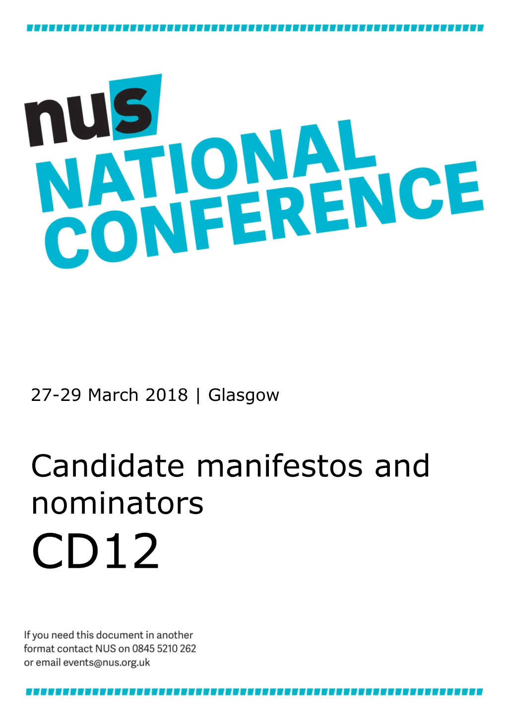 Candidate Manifestos and Nominators CD12