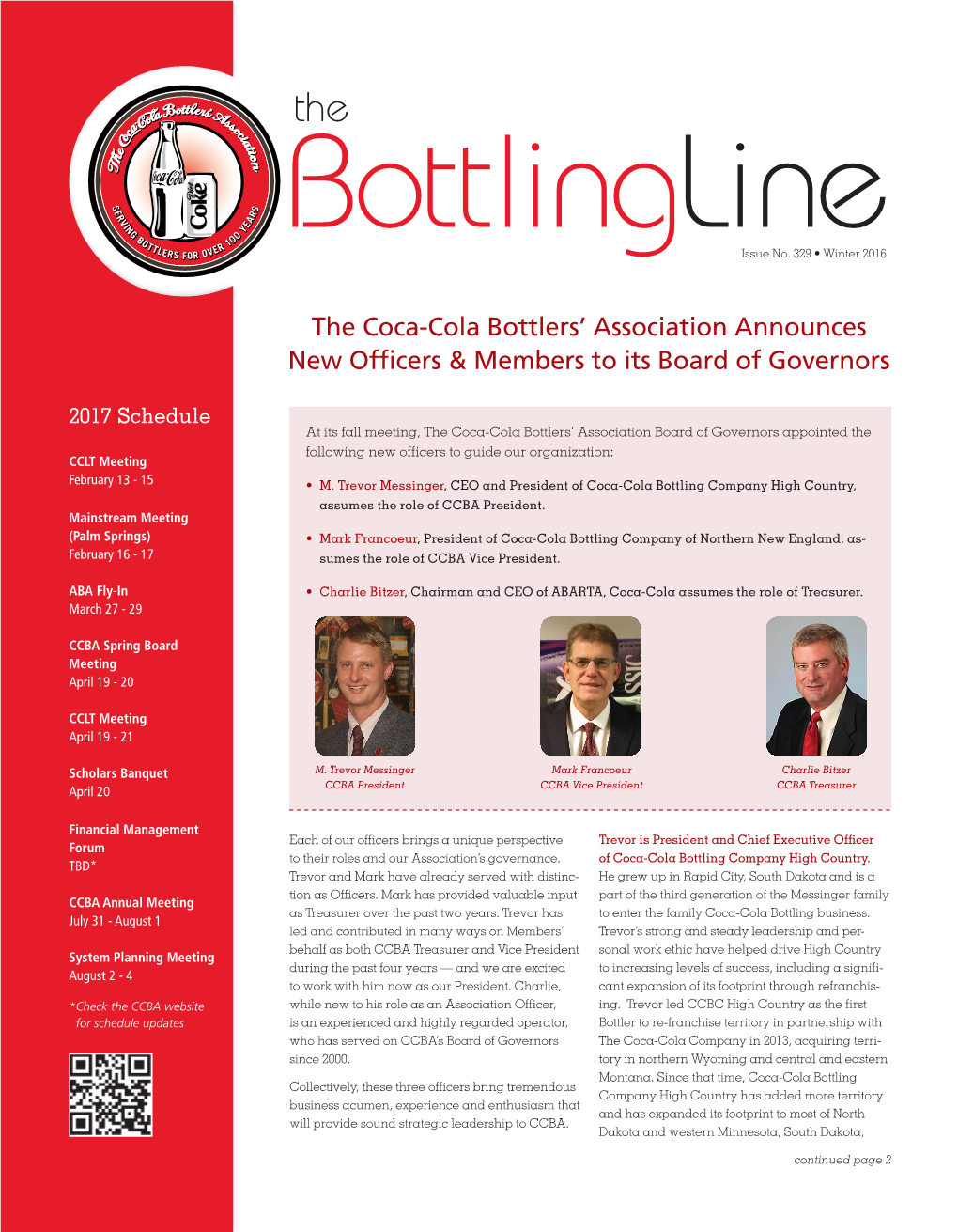 The Coca-Cola Bottlers' Association Announces New Officers