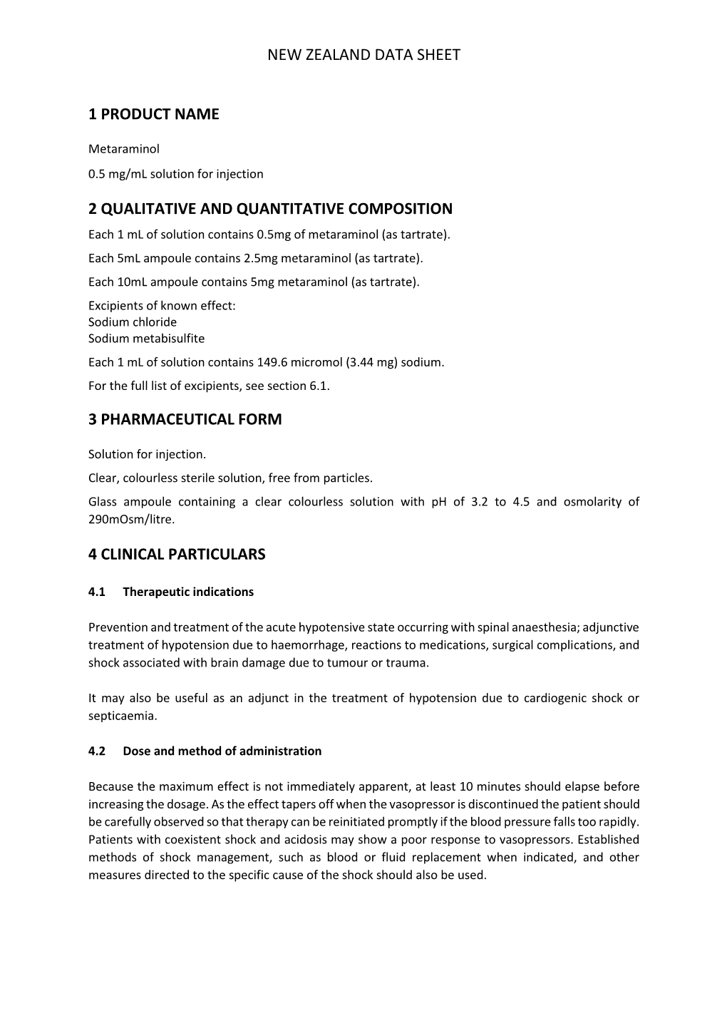 New Zealand Data Sheet 1 Product Name 2 Qualitative