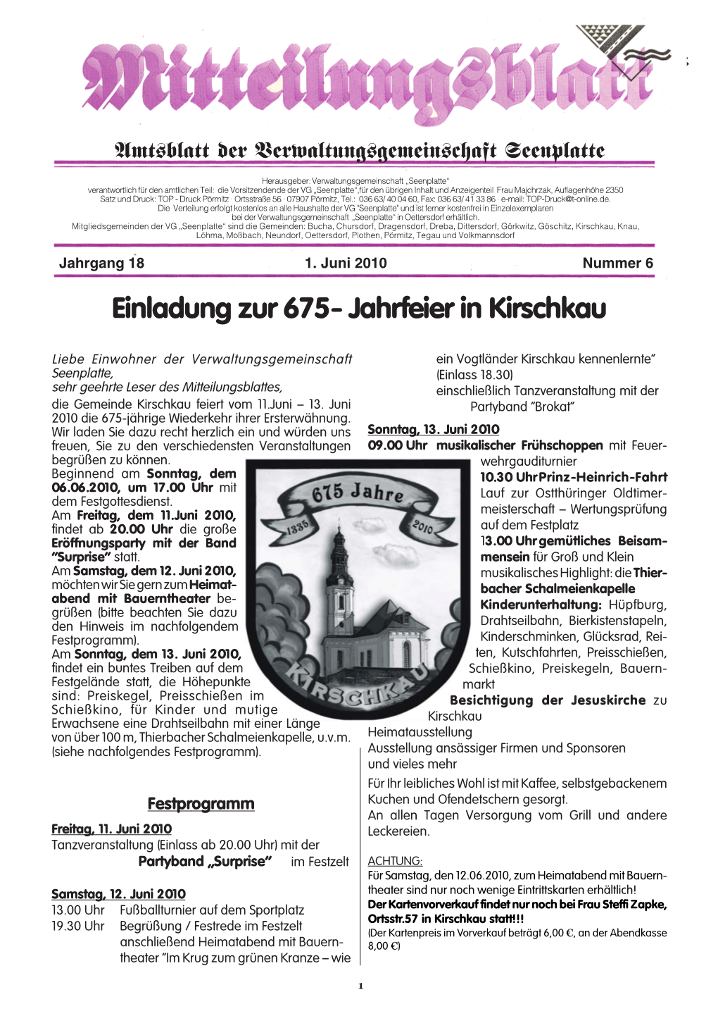 Jahrfeier in Kirschkau