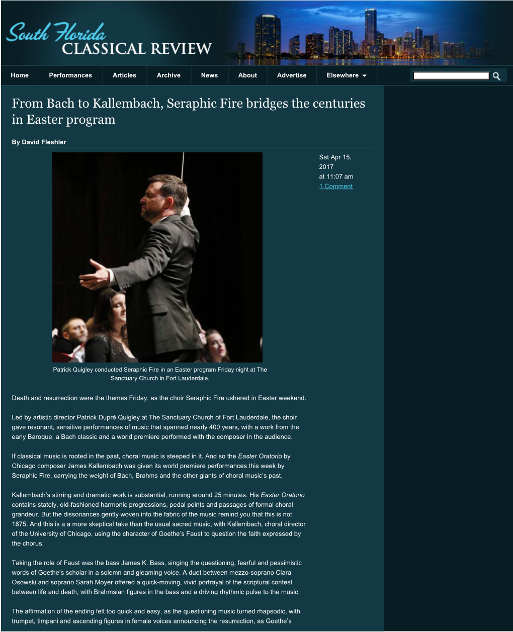 South Florida Classical Review » » from Bach to Kallembach, Seraphic Fire Bridges the Centuries in Easter Program