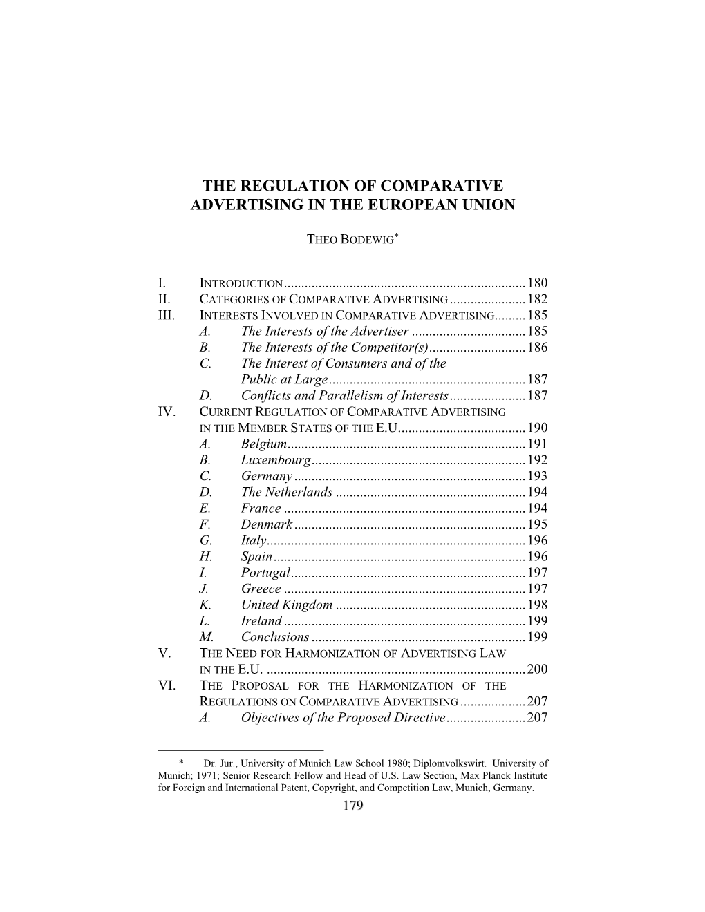 The Regulation of Comparative Advertising in the European Union