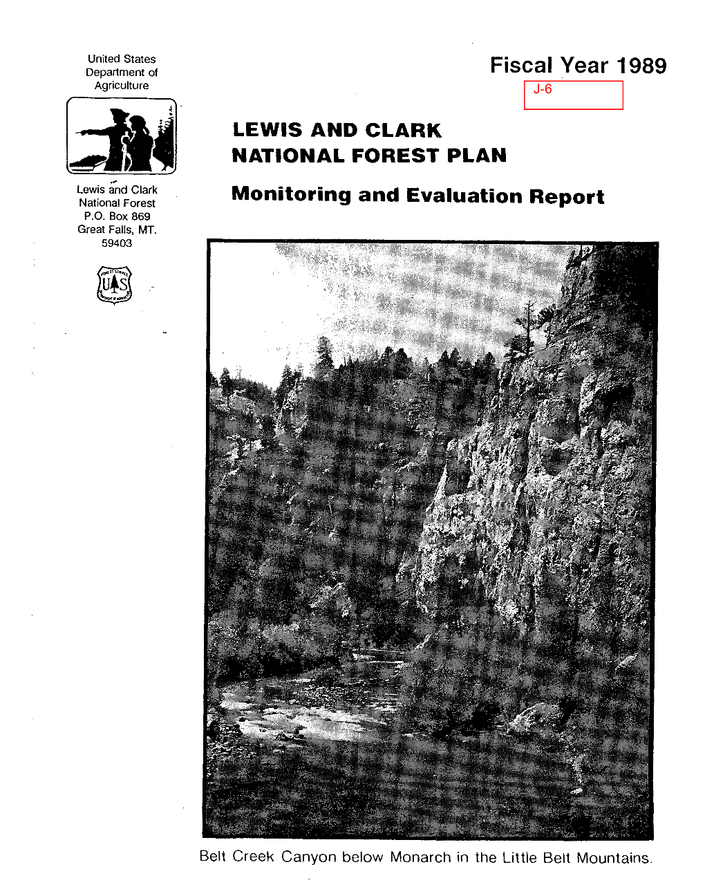 Fiscal Year 1989 Agriculture 3-88 1, LEWIS and CLARK NATIONAL FOREST PLAN