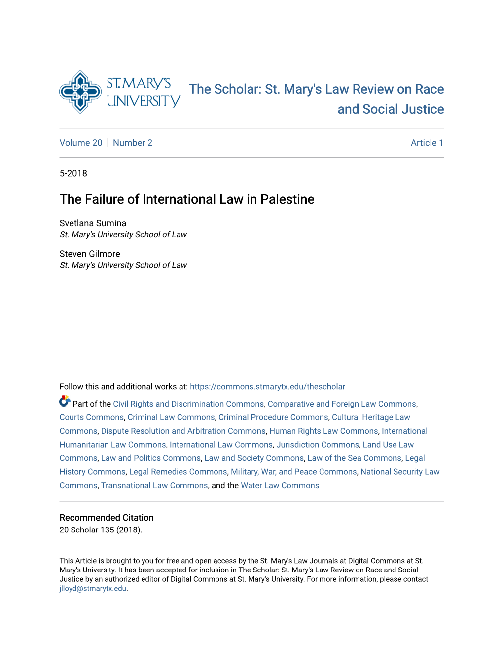 The Failure of International Law in Palestine