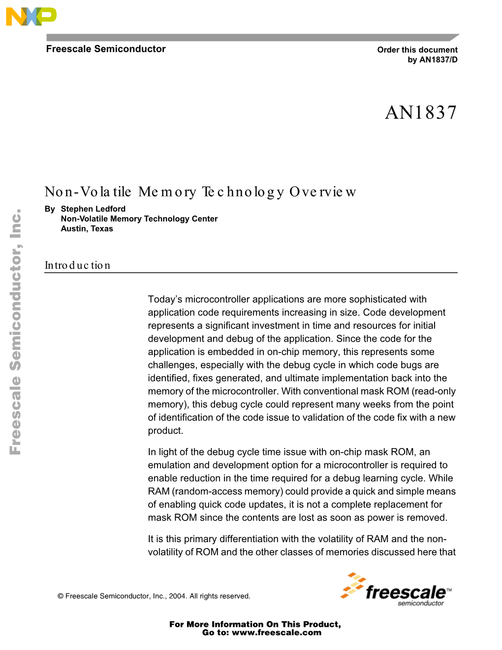 Non-Volatile Memory Technology Overview