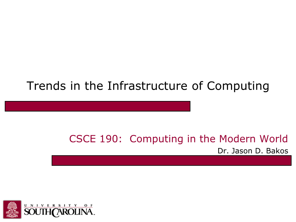 Slides by Dr. Jason Bakos on the Infrastructure of Computing Used On