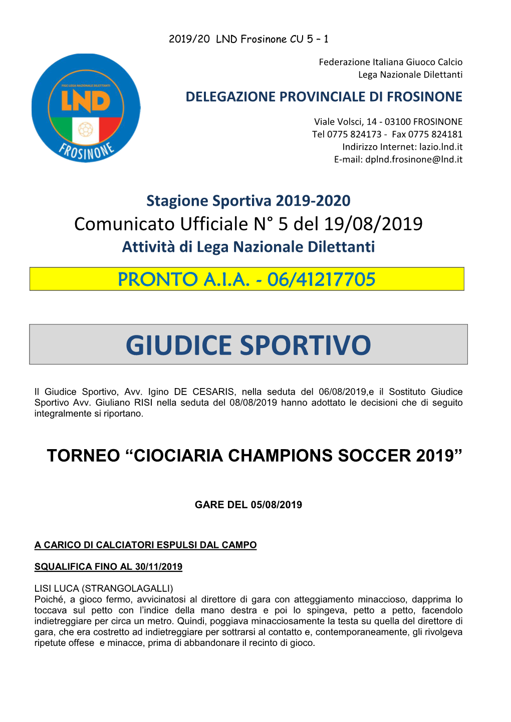 Giudice Sportivo