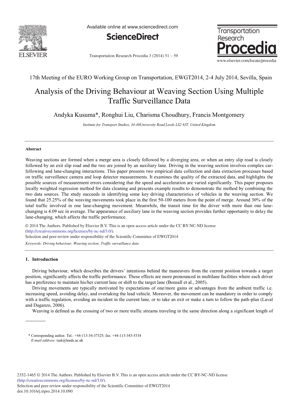 Analysis of the Driving Behaviour at Weaving Section Using Multiple Traffic Surveillance Data