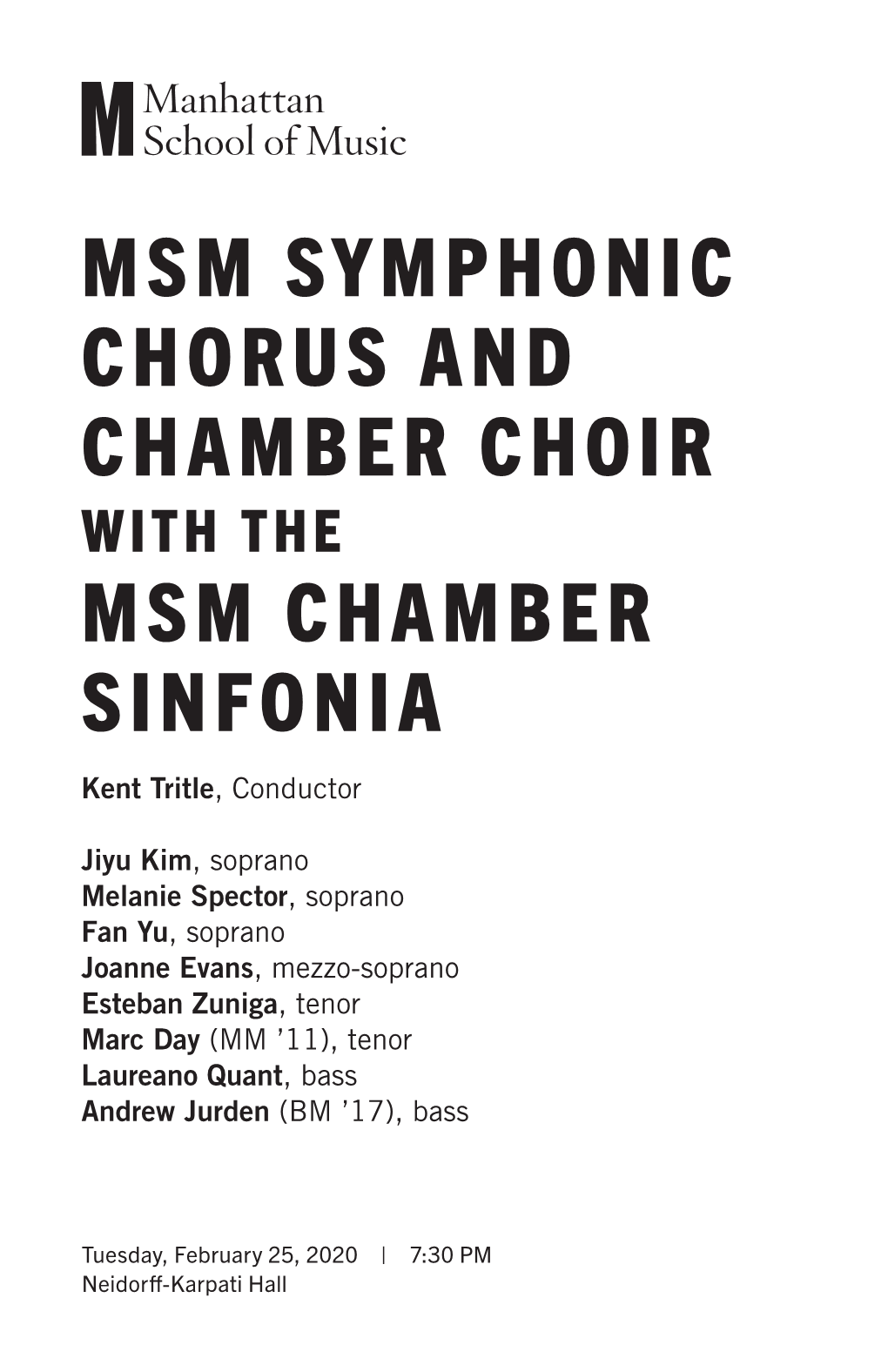 Msm Symphonic Chorus and Chamber Choir with the Msm Chamber Sinfonia