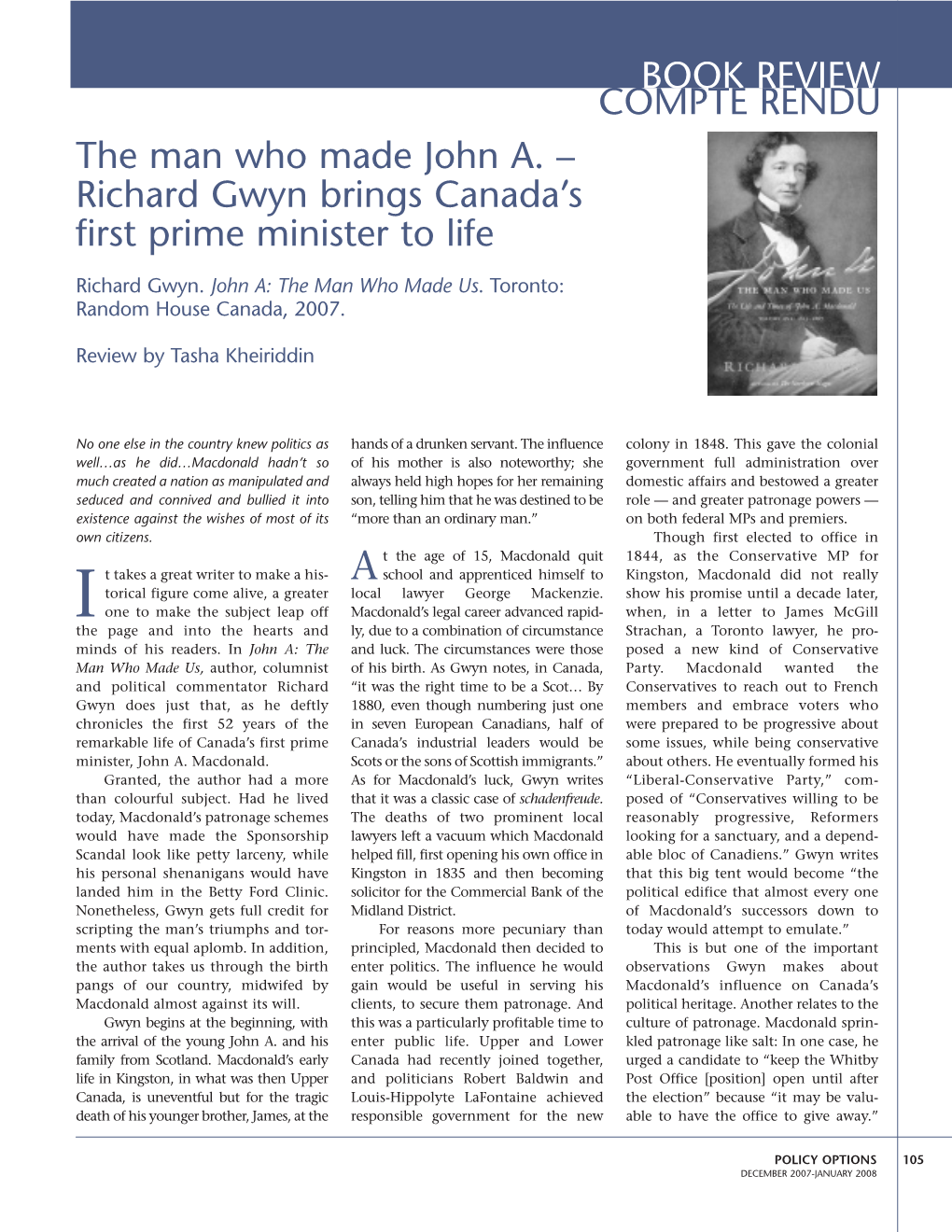 Richard Gwyn Brings Canada's First Prime Minister to Life