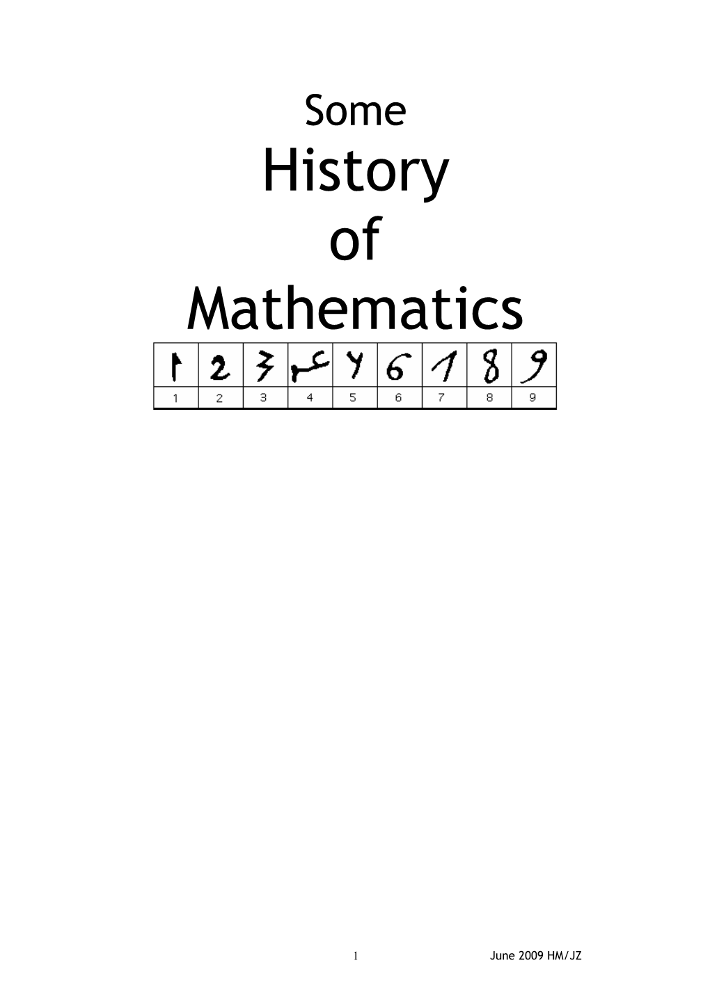 Mathematics from Other Places and Other Times