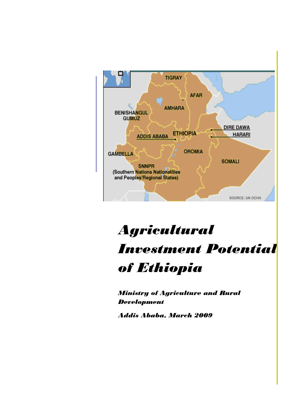 Agricultural Investment Potential of Ethiopia