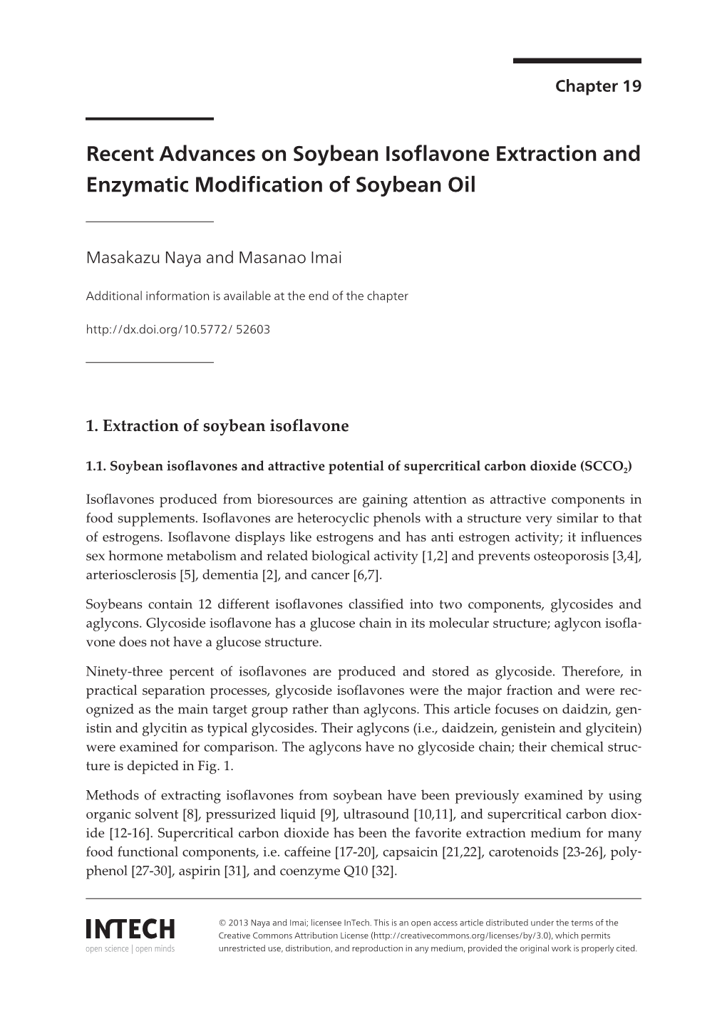 Recent Advances on Soybean Isoflavone Extraction and Enzymatic Modification of Soybean Oil