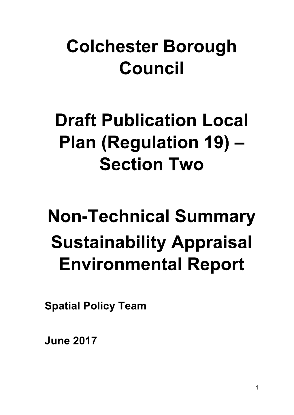 Colchester Borough Council Draft Publication Local Plan