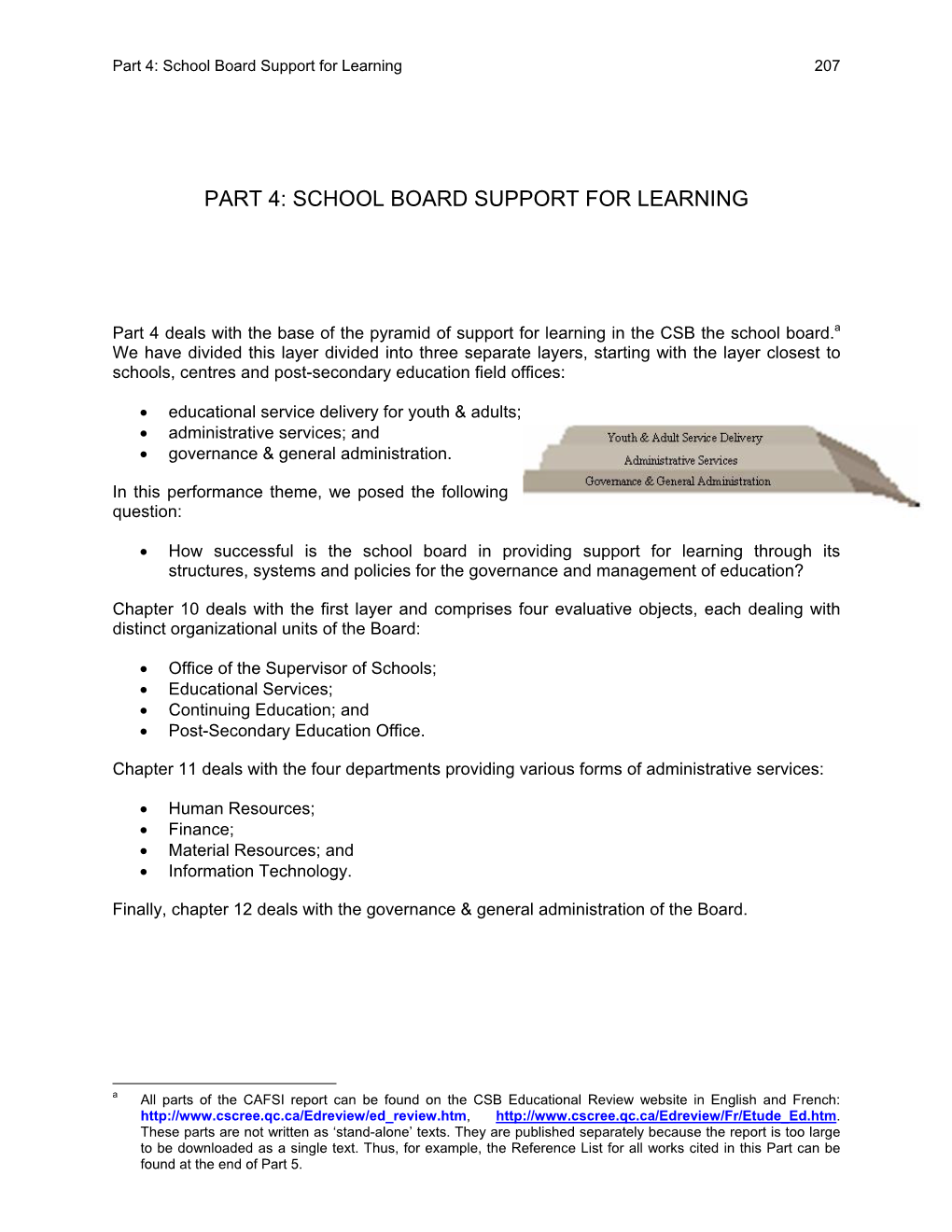 Part 4: School Board Support for Learning 207
