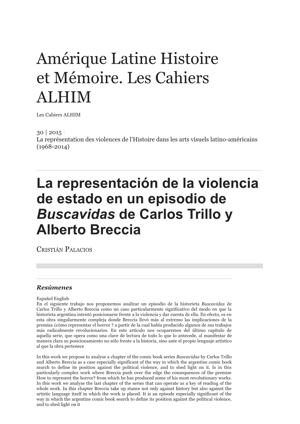 Amérique Latine Histoire Et Mémoire. Les Cahiers ALHIM