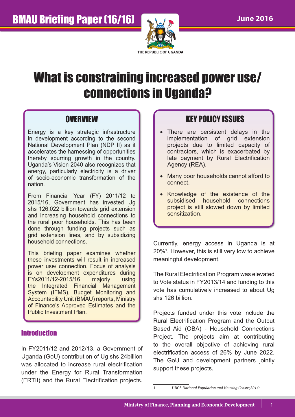 BMAU Briefing Paper 16/16: What Is Constraining Increased Power