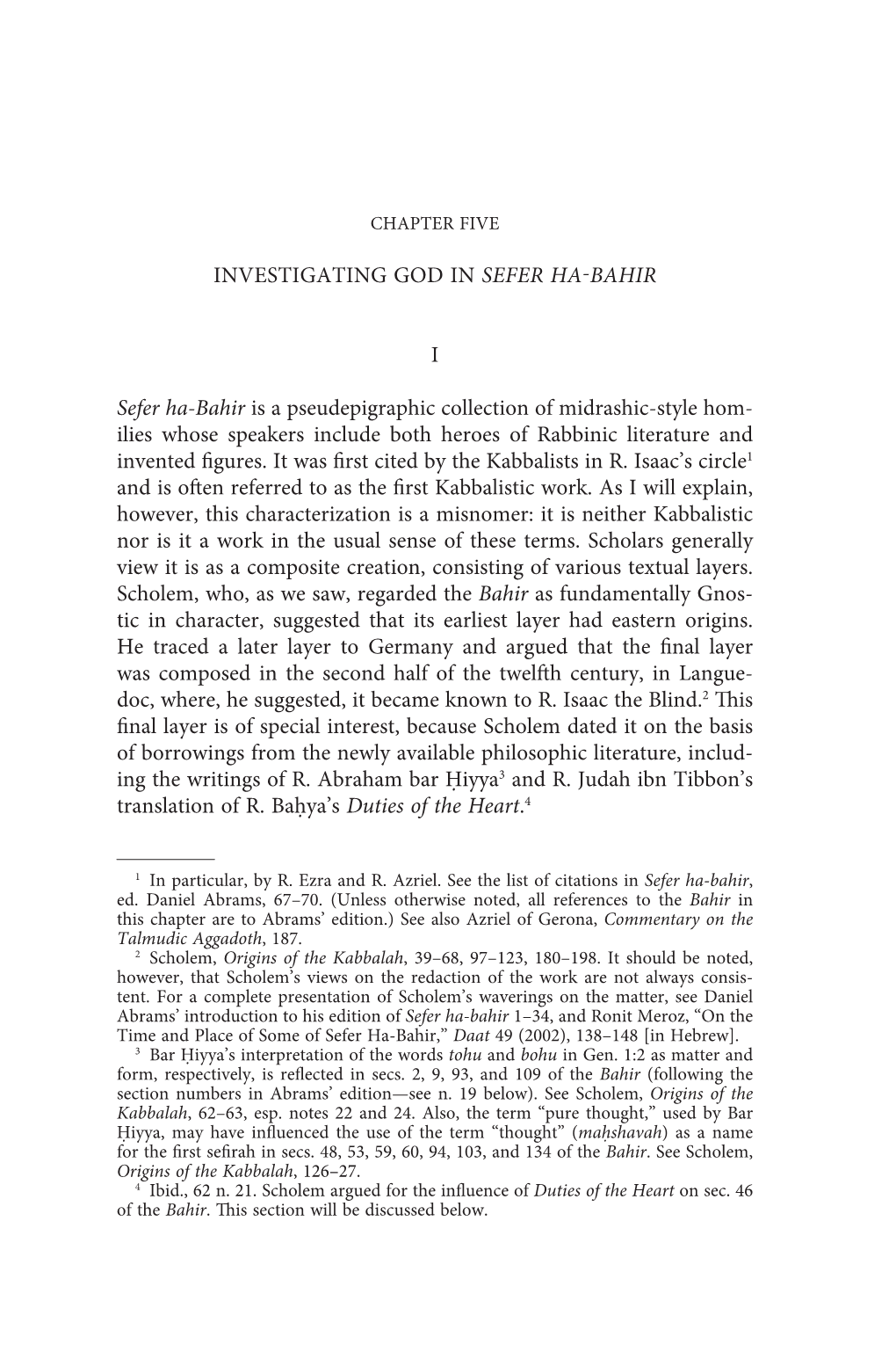 Investigating God in Sefer Ha-Bahir I Sefer Ha-Bahir Is A