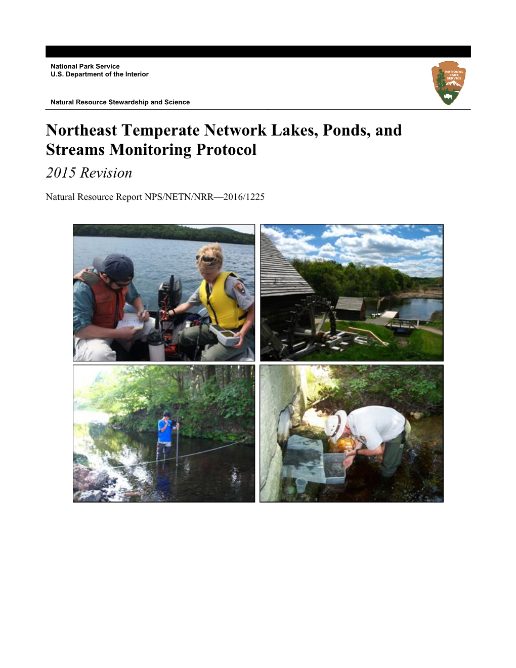 Northeast Temperate Network Lakes, Ponds, and Streams Monitoring Protocol 2015 Revision