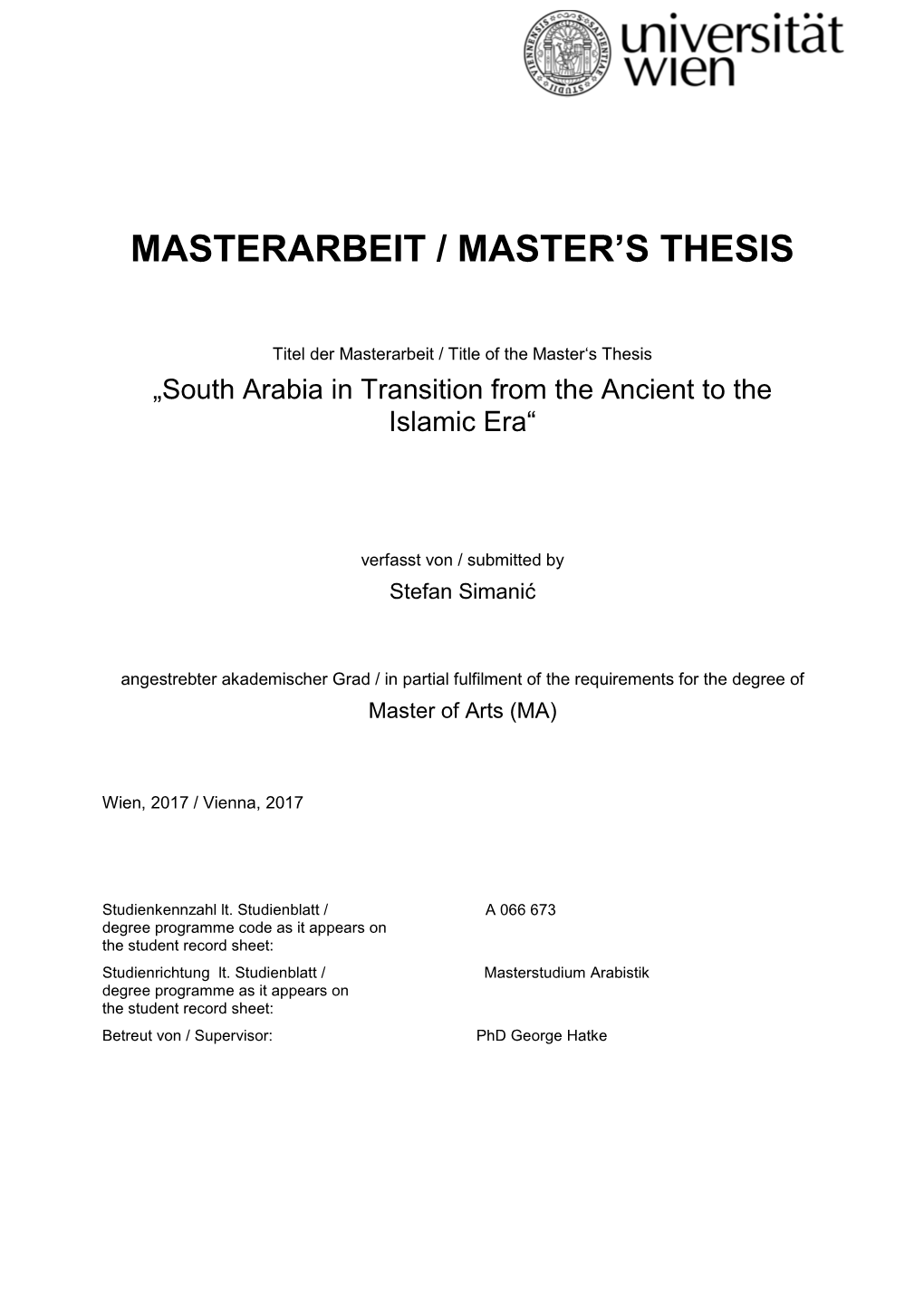 Masterarbeit / Master's Thesis