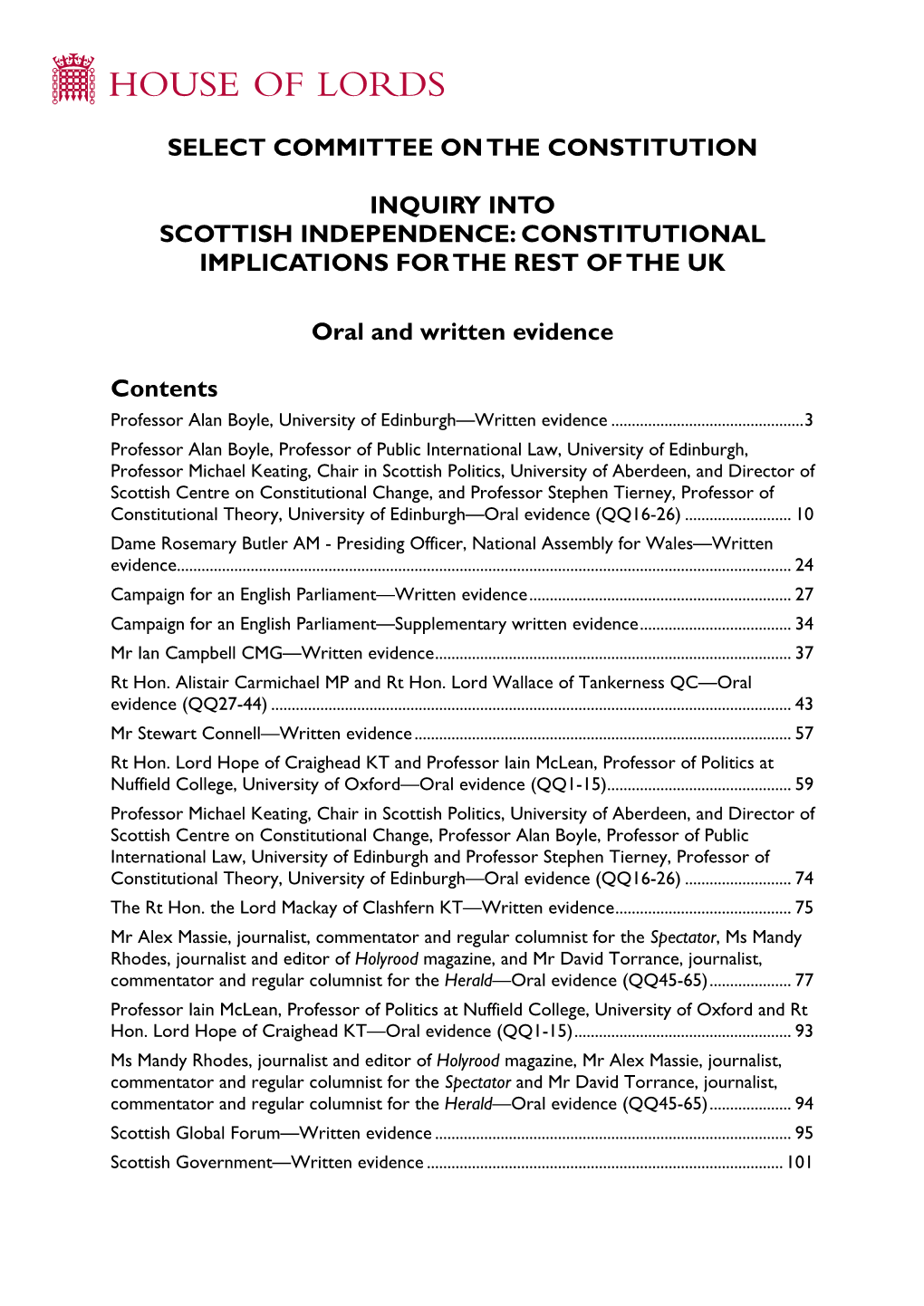 Scottish Independence: Constitutional Implications for the Rest of the Uk