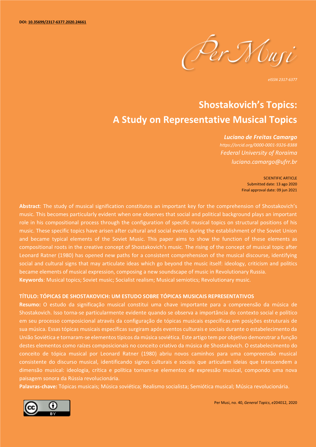 Shostakovich's Topics: a Study on Representative Musical Topics